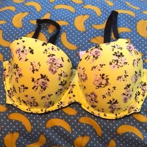 Victoria’s Secret PINK 34DD Neon Yellow Floral Bra
